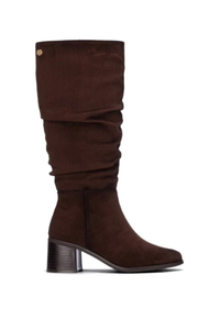 Suede Heeled Knee High Boots
