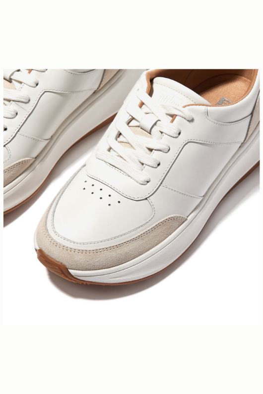 An image of the Fitflop F-Mode Leather/Suede Flatform Sneakers