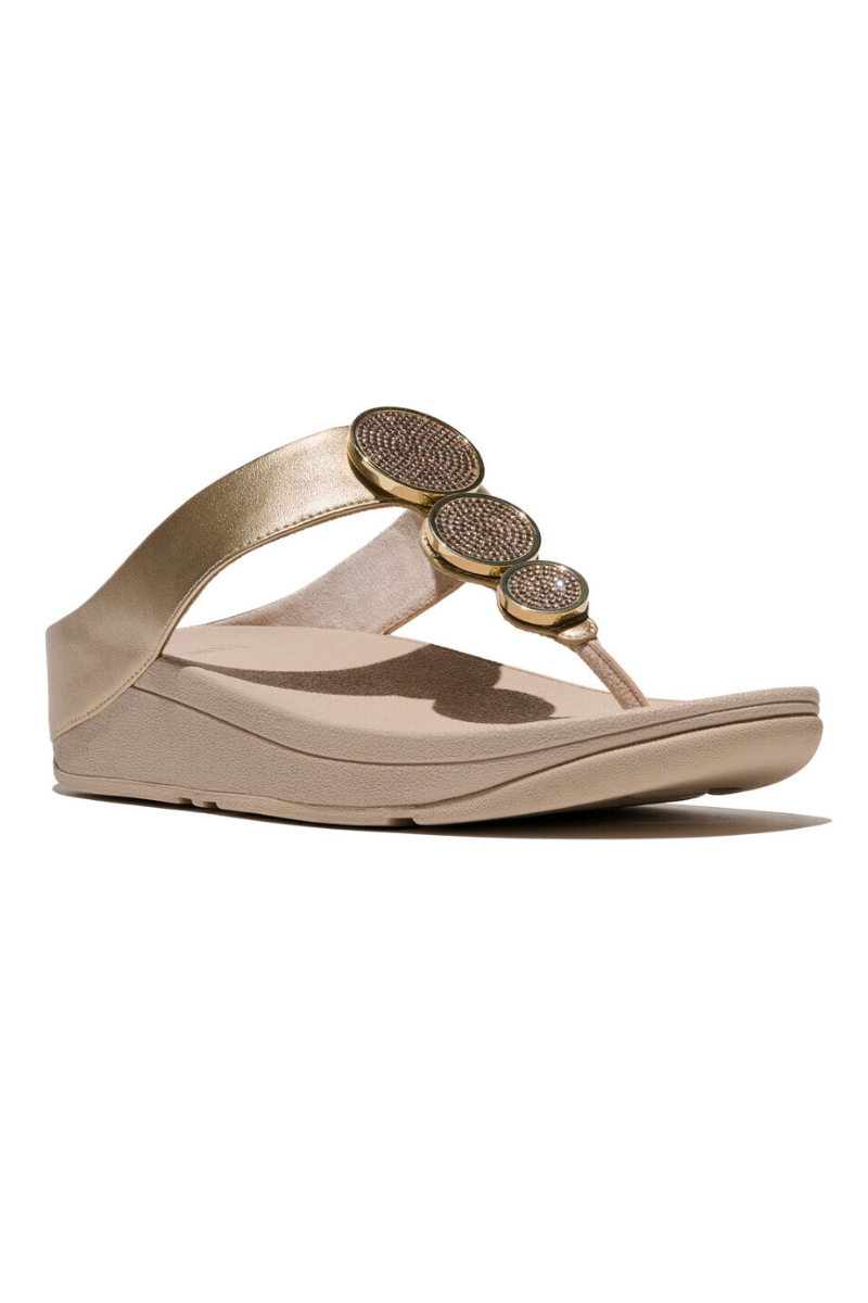 An image of the Fitflop Halo Bead-Circle Metallic Toe-Post Sandals