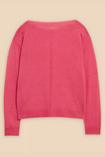 An image of the White Stuff Linen Crew Jumper in the colour Bright Pink.