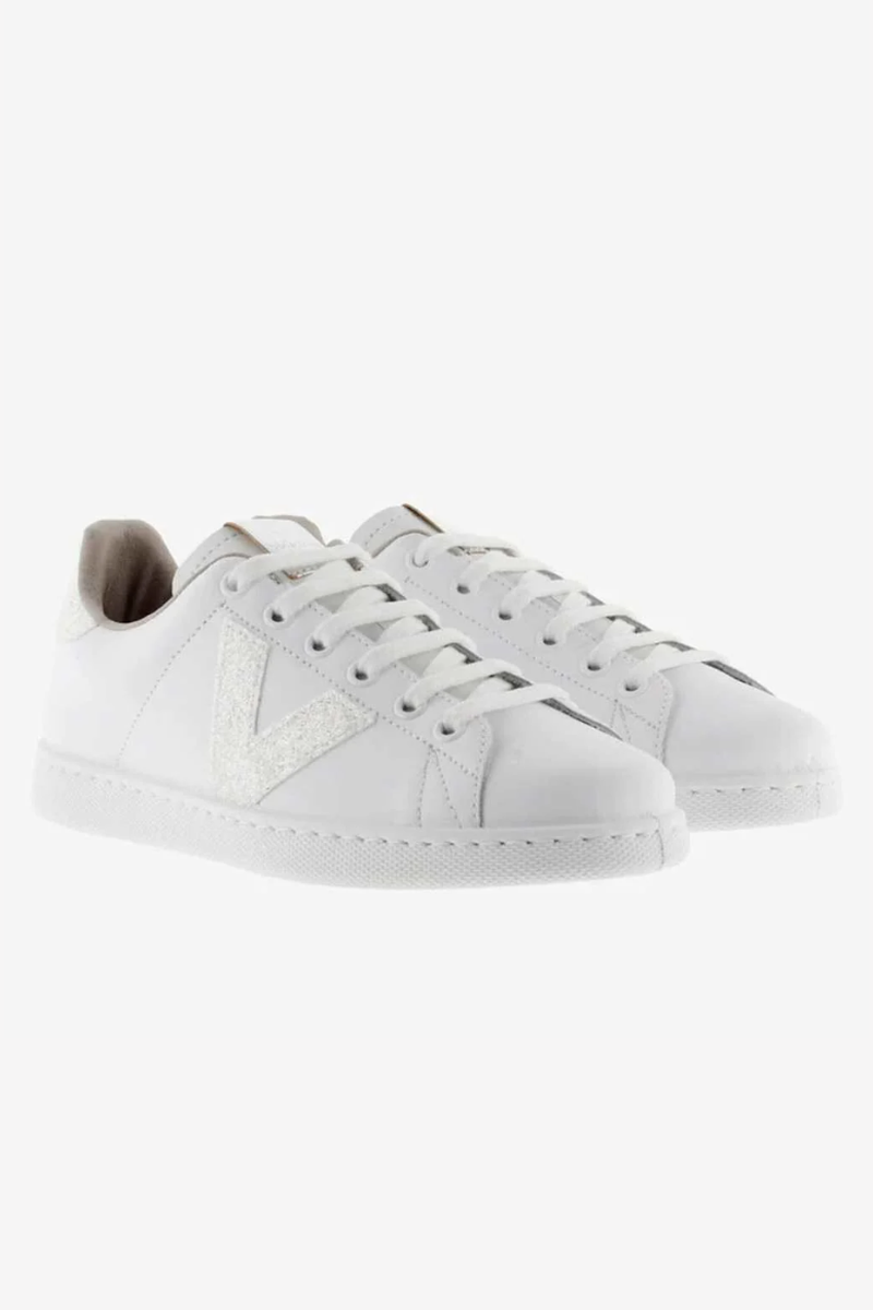 An image of the Victoria Tennis Leather & Glitter Swirls Trainer