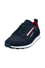 Bugatti Ross Trainer. Men's trainers with decorative zip on the side and modern white & red stripes