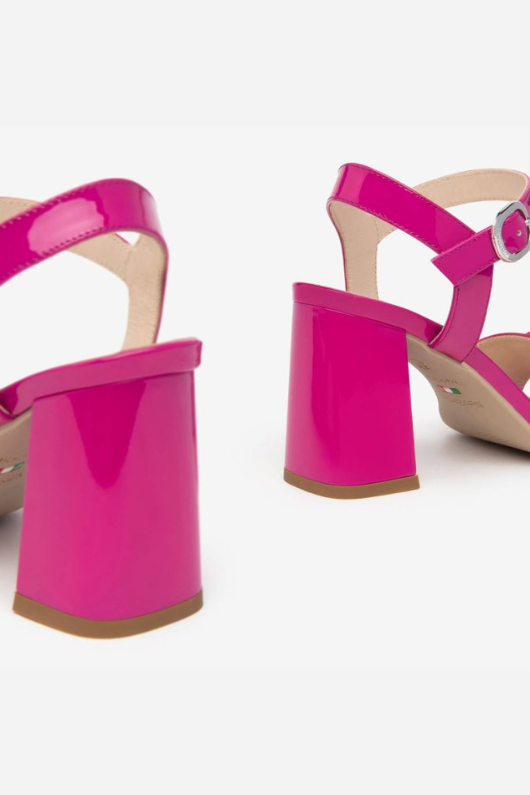 An image of the Nero Giardini Mid Heel Sandals in the colour Fuchsia.