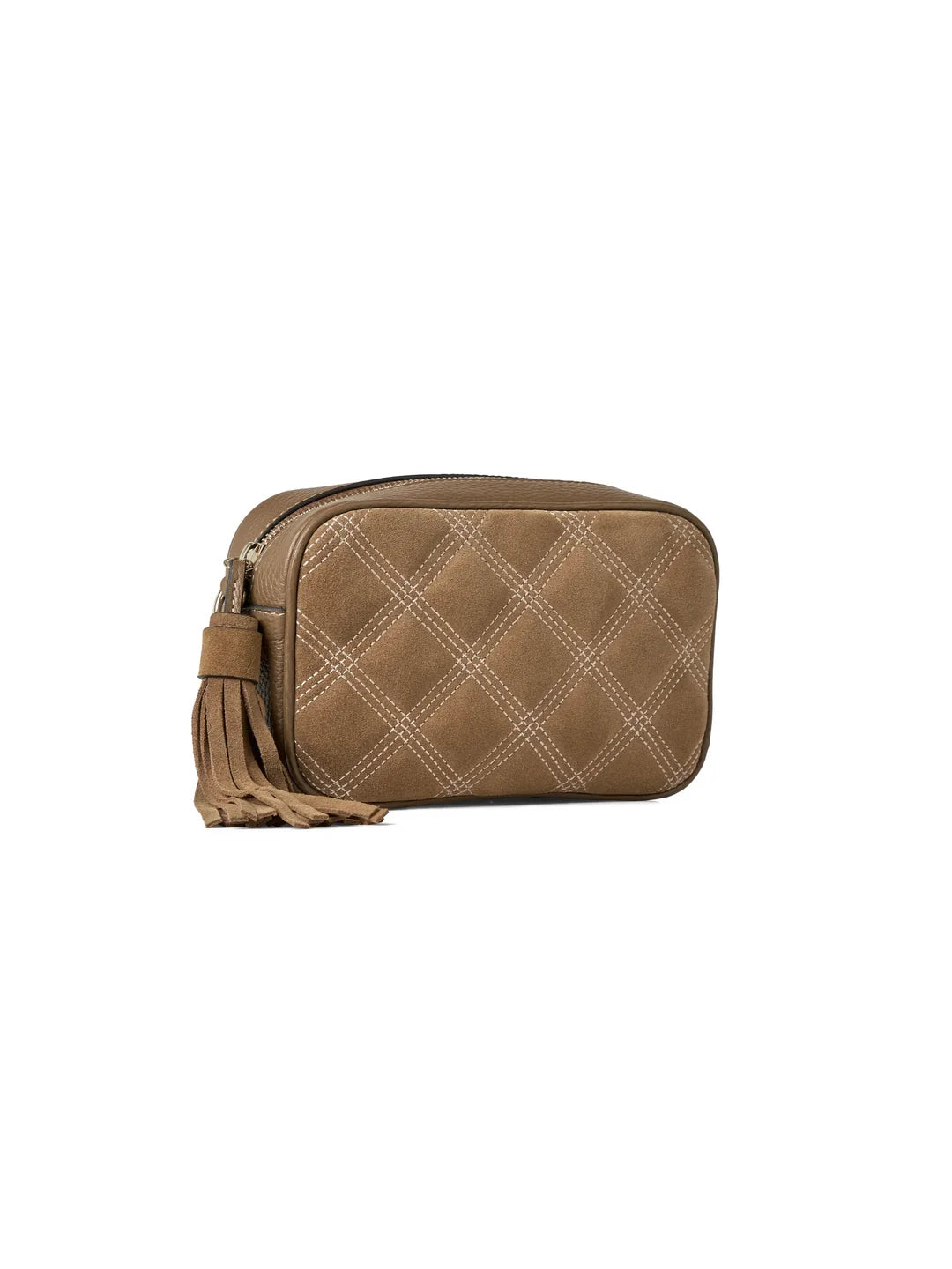 Fairfax & Favor Farnham Cross Body Bag Quilted Tan Suede