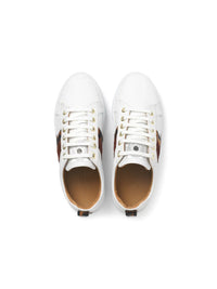 Fairfax & Favor Platform Alexandra Trainer White Leather with Leopard/Port