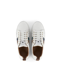 Fairfax & Favor Alexandra Trainer White Leather with Teal/Deep Taupe