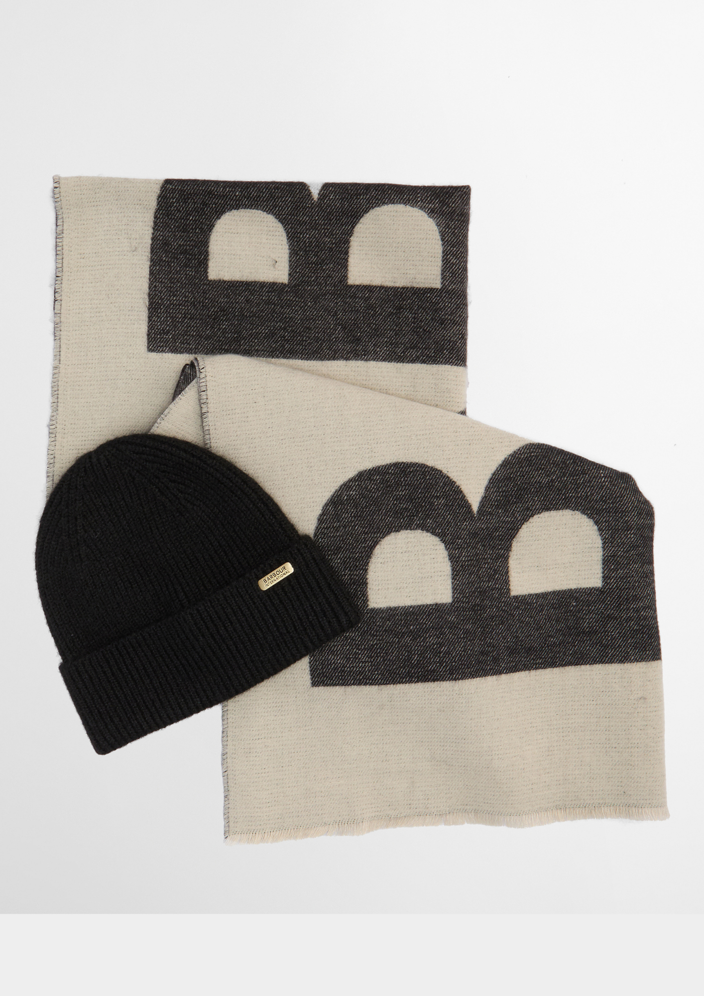 An image of the Barbour International Pendle Beanie & Milla Scarf Gift Set