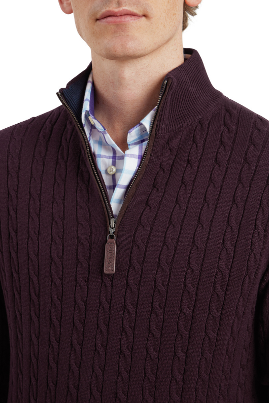 An image of the Schoffel Calton Cotton Cashmere Cable 1/4 Zip Jumper