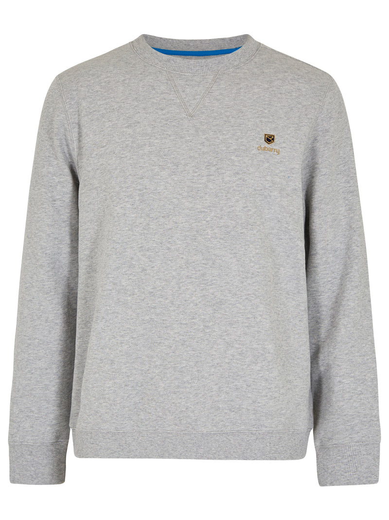 Dubarry Spencer Sweatshirt. A regular fit grey sweatshirt with long sleeves, crew neck and logo embroidery.