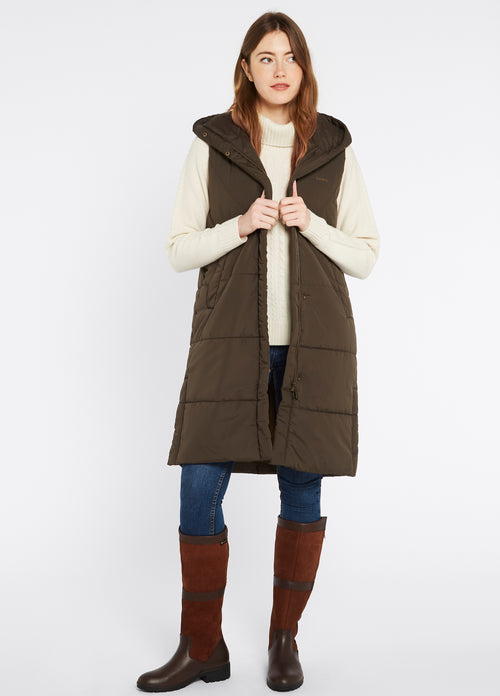 An image of the Dubarry Ryan Long Length Hooded Gilet