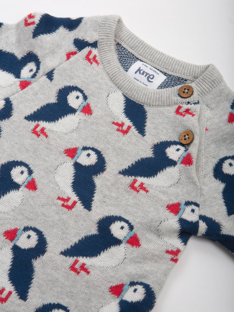 An image of the Kite Puffin Knit Romper