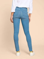 White Stuff Janey Jegging. Full length, women's jeggings with a skinny fit, back pockets, and a light denim finish.