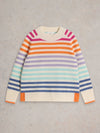 An image of the White Stuff Rainbow Stripe Cashmere Jumper
