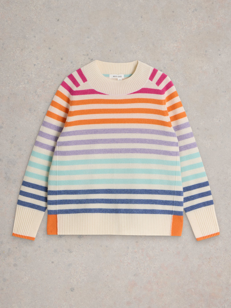An image of the White Stuff Rainbow Stripe Cashmere Jumper