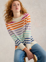 An image of the White Stuff Rainbow Stripe Cashmere Jumper