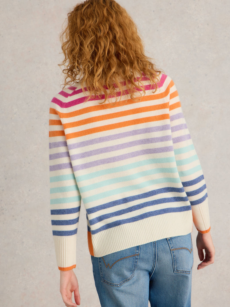 An image of the White Stuff Rainbow Stripe Cashmere Jumper