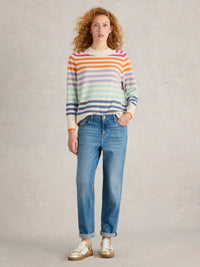 An image of the White Stuff Rainbow Stripe Cashmere Jumper