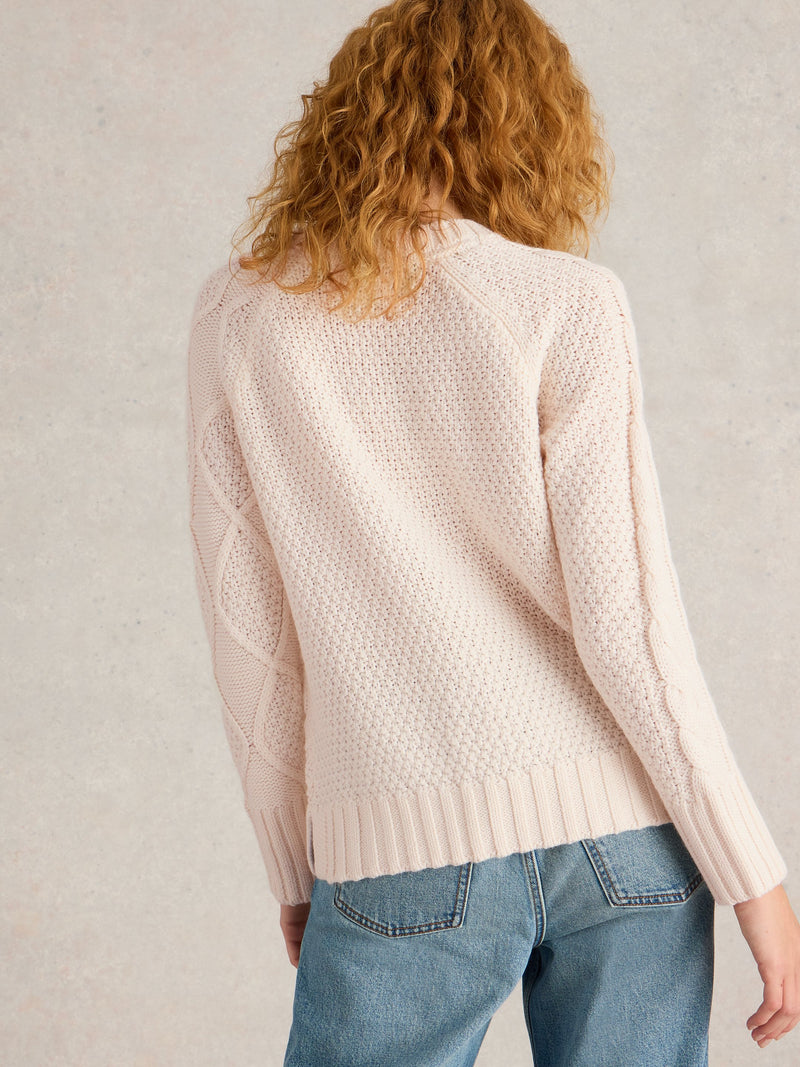 An image of the White Stuff Patchwork Cable Jumper