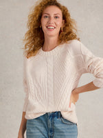 An image of the White Stuff Patchwork Cable Jumper