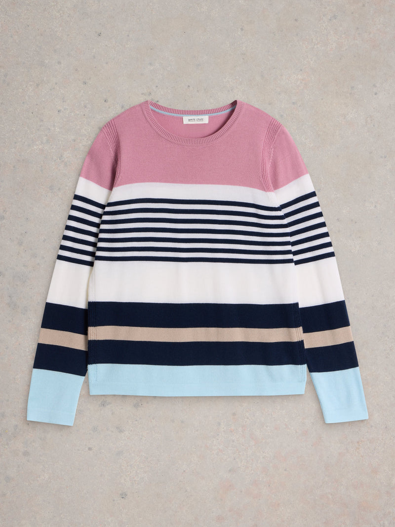 An image of the White Stuff Stripe Crew Merino