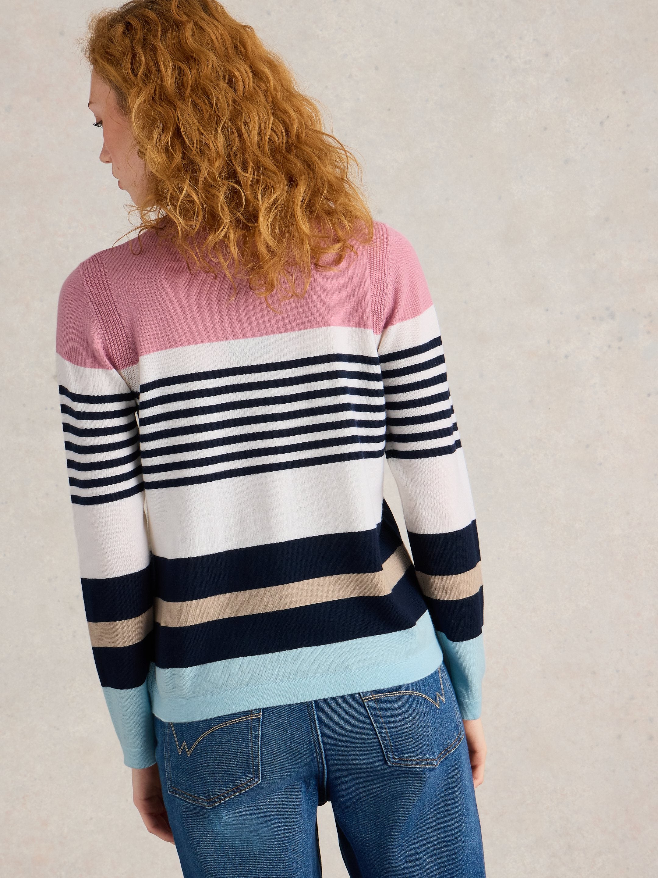 An image of the White Stuff Stripe Crew Merino