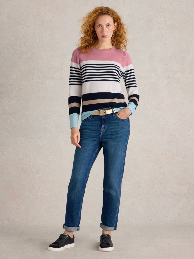 An image of the White Stuff Stripe Crew Merino