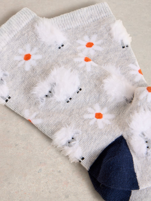 An image of the White Stuff Fluffy Sheep Ankle Socks