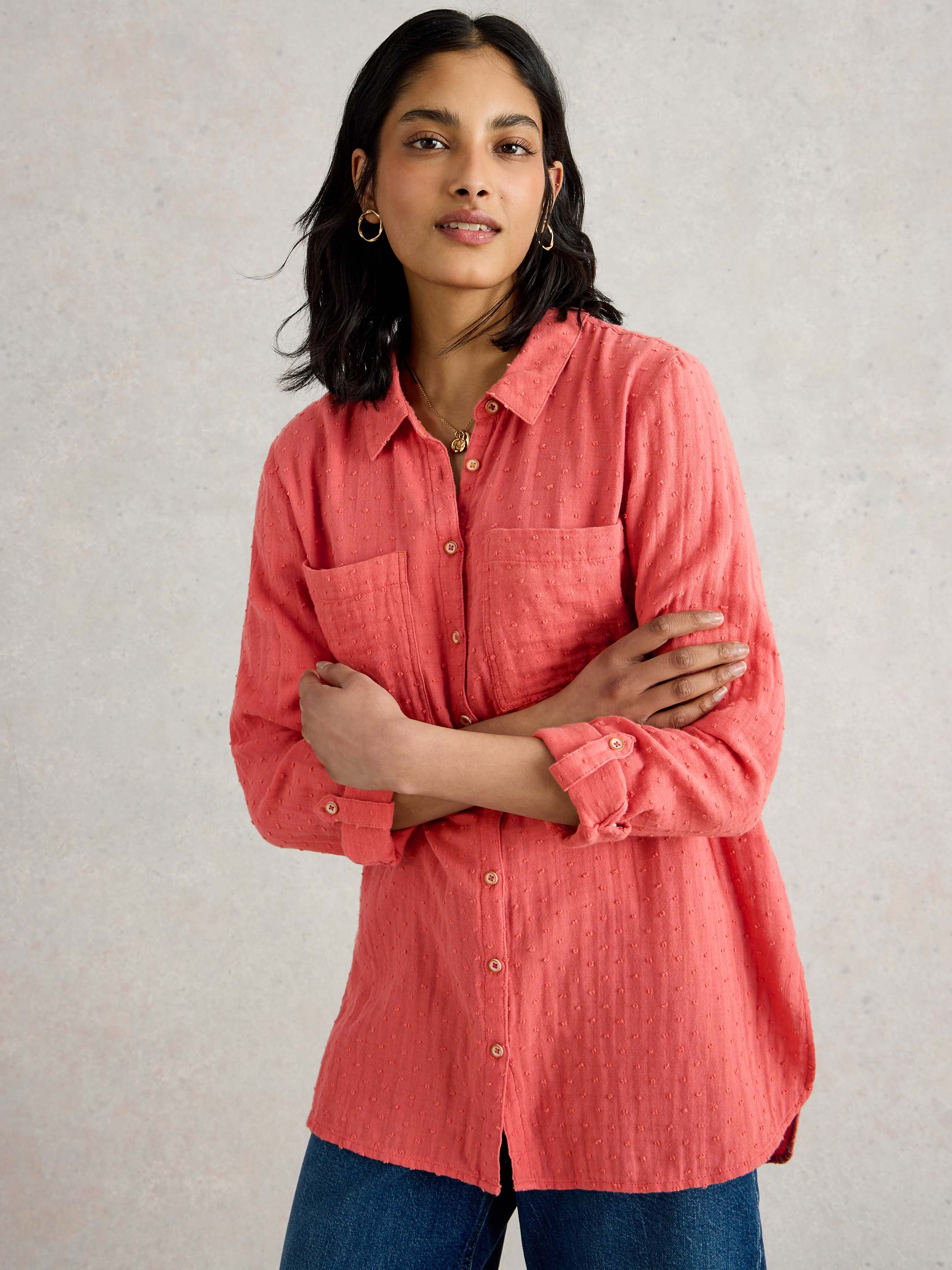 An image of the White Stuff Sophie Longline Cotton Shirt
