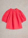 An image of the White Stuff Lexi Cotton Broderie Collared Top