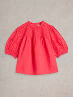 An image of the White Stuff Lexi Cotton Broderie Collared Top
