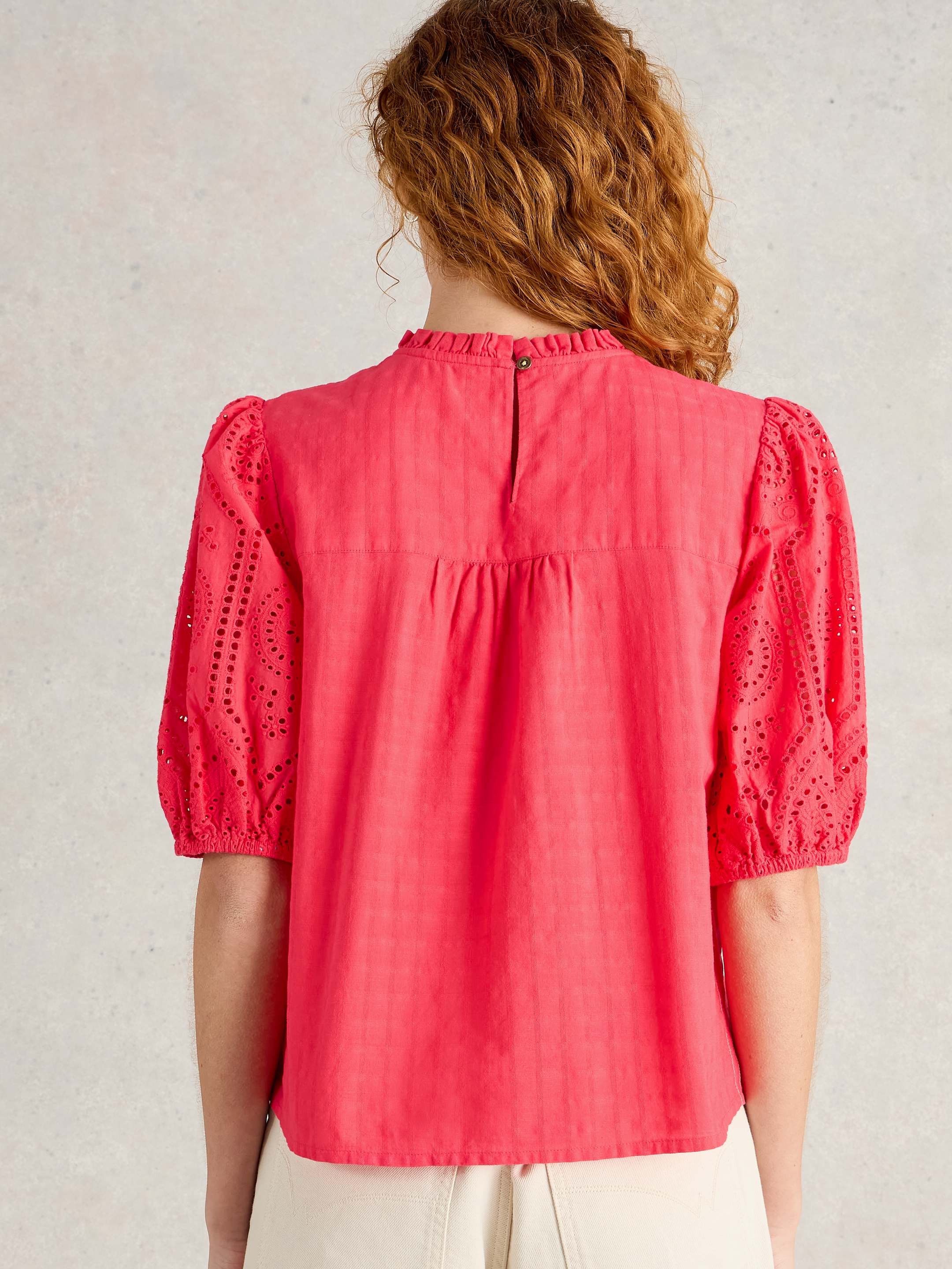 An image of the White Stuff Lexi Cotton Broderie Collared Top