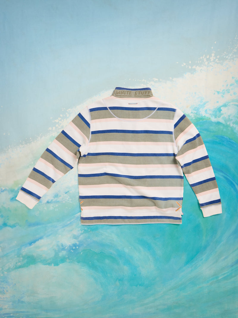 An image of the White Stuff Stripe Half Zip Sweat