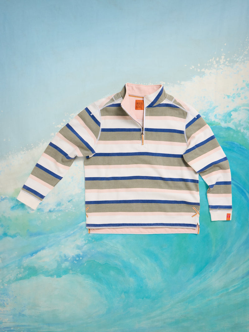 An image of the White Stuff Stripe Half Zip Sweat