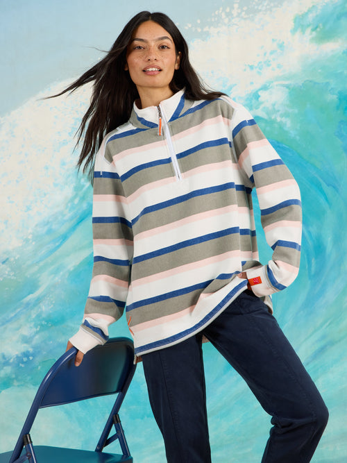 An image of the White Stuff Stripe Half Zip Sweat