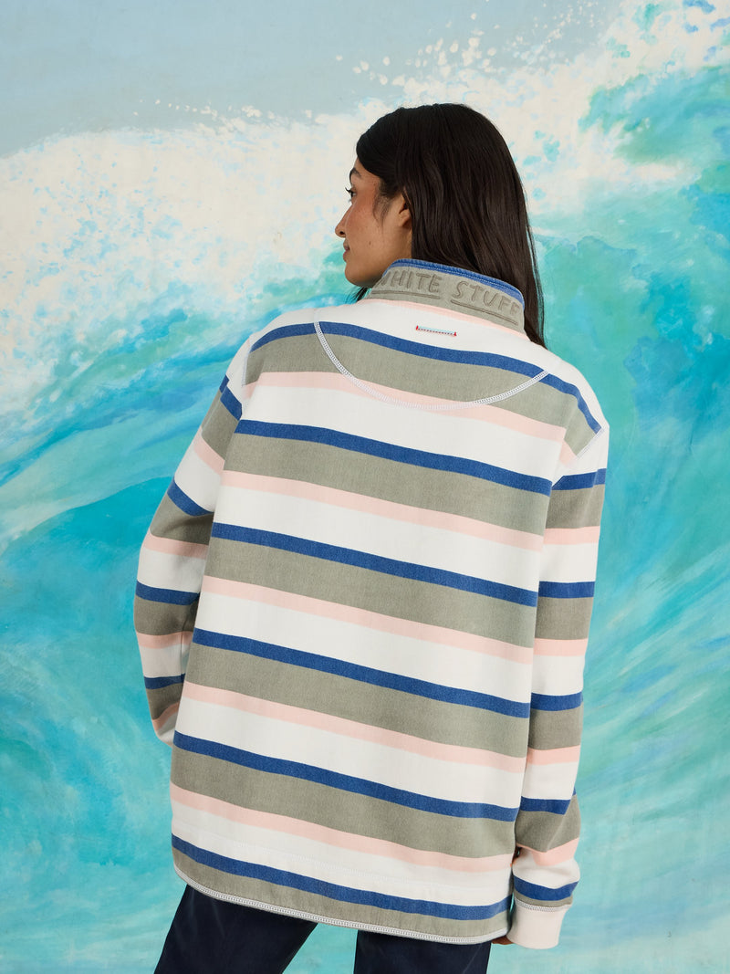 An image of the White Stuff Stripe Half Zip Sweat