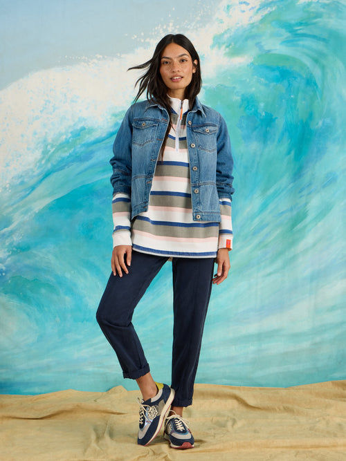 An image of the White Stuff Stripe Half Zip Sweat