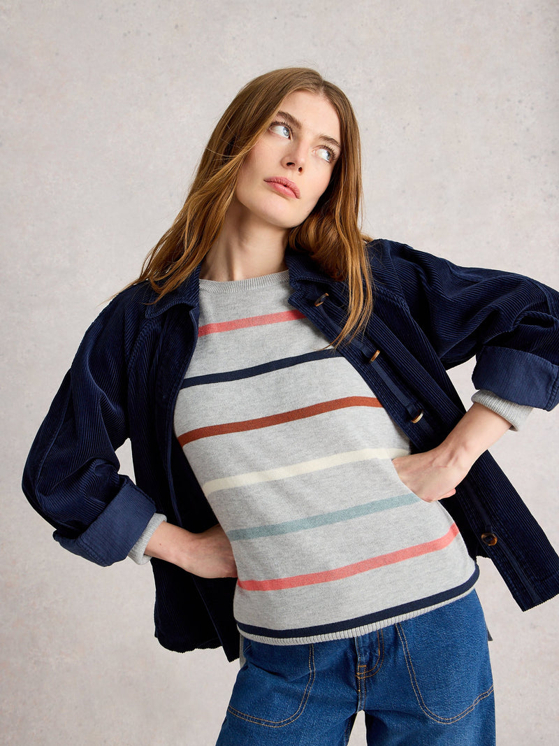 An image of the White Stuff Olive Stripe Jumper