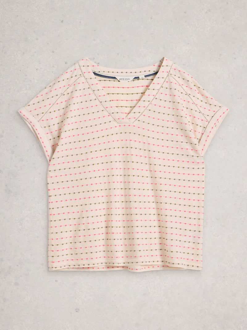 An image of the White Stuff Embroidered Stripe Tee