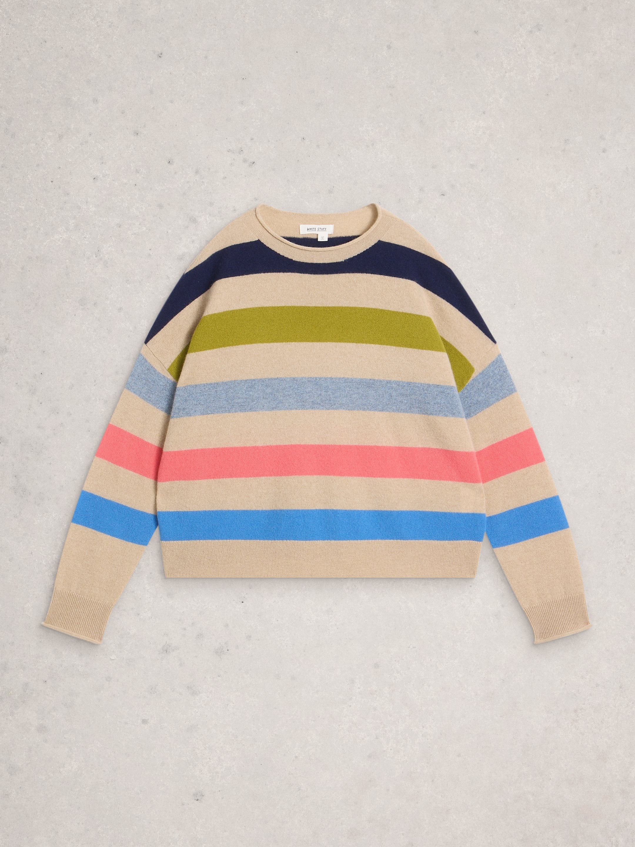 An image of the White Stuff Kitty Stripe Cashmere Jumper