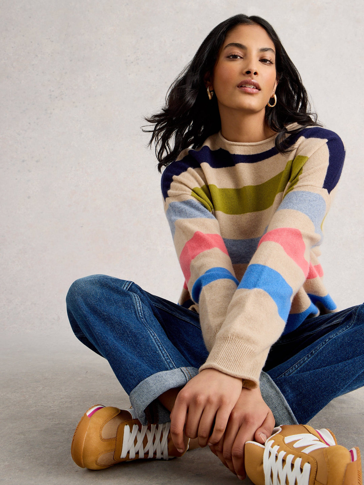 An image of the White Stuff Kitty Stripe Cashmere Jumper