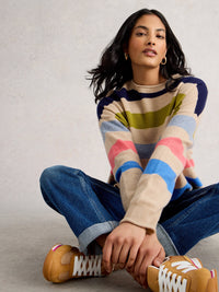 An image of the White Stuff Kitty Stripe Cashmere Jumper