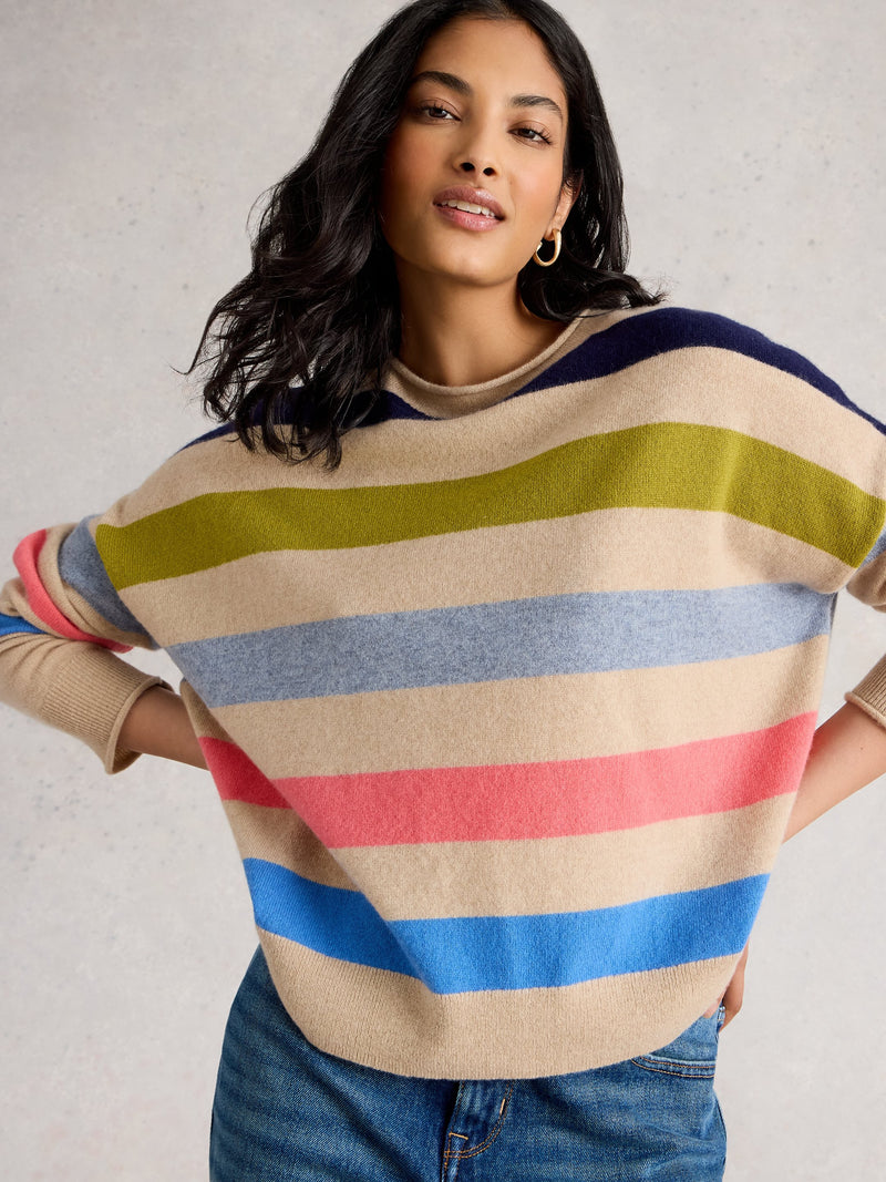 An image of the White Stuff Kitty Stripe Cashmere Jumper