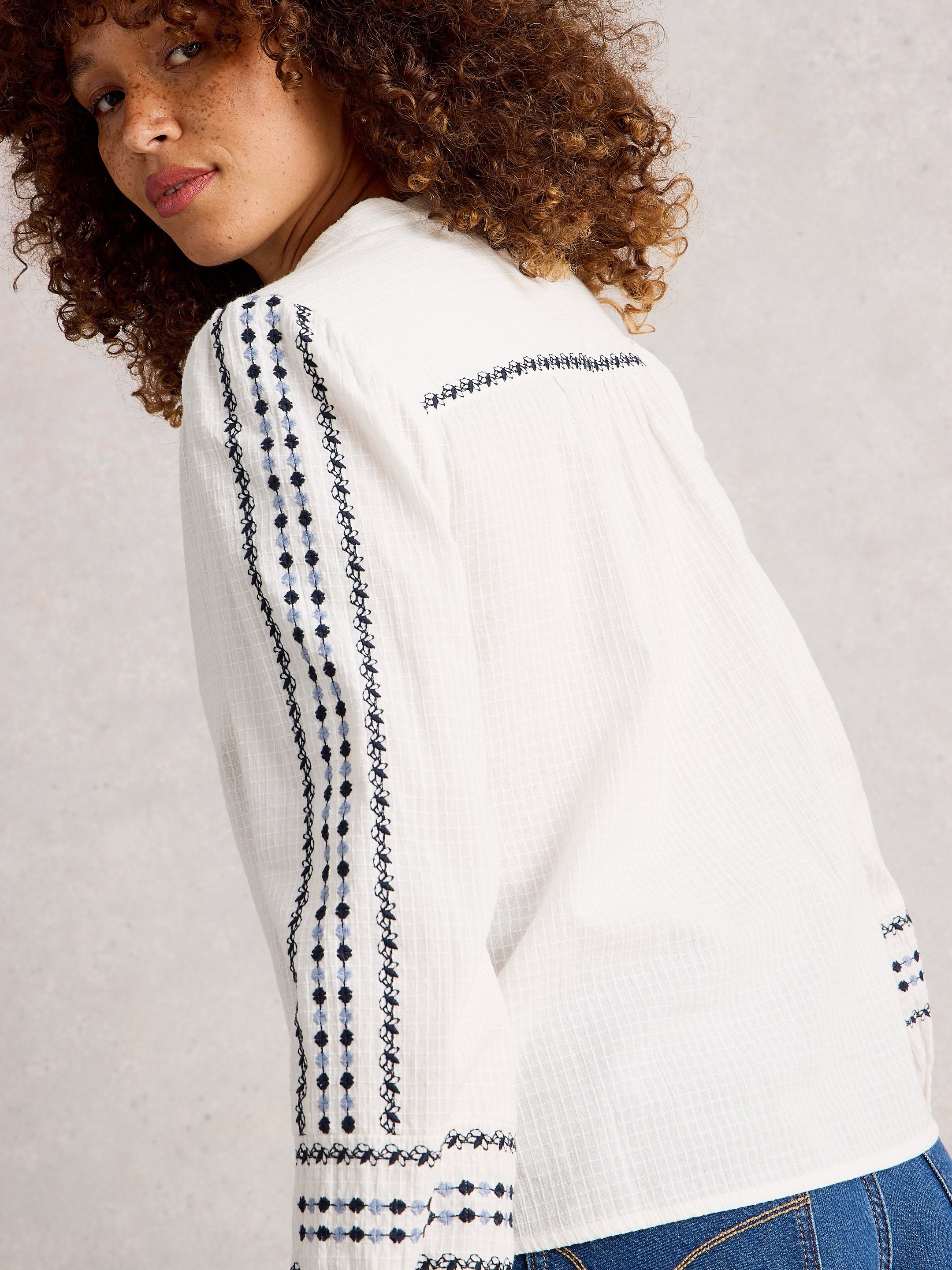 An image of the White Stuff Naomi Embroidered Shirt