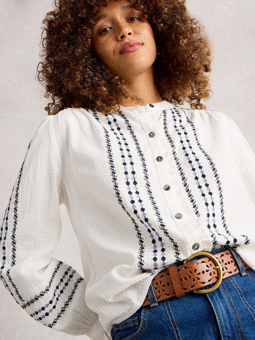 An image of the White Stuff Naomi Embroidered Shirt