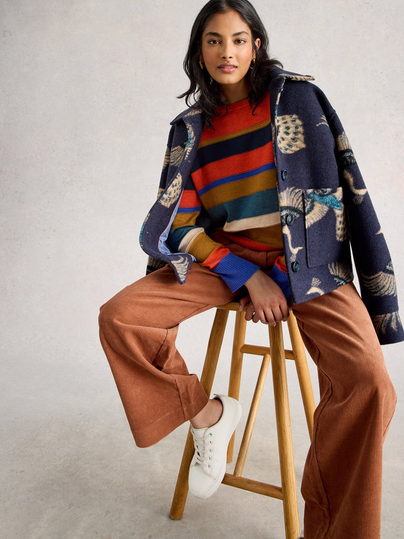 An image of the White Stuff Olive Stitch Stripe Jumper