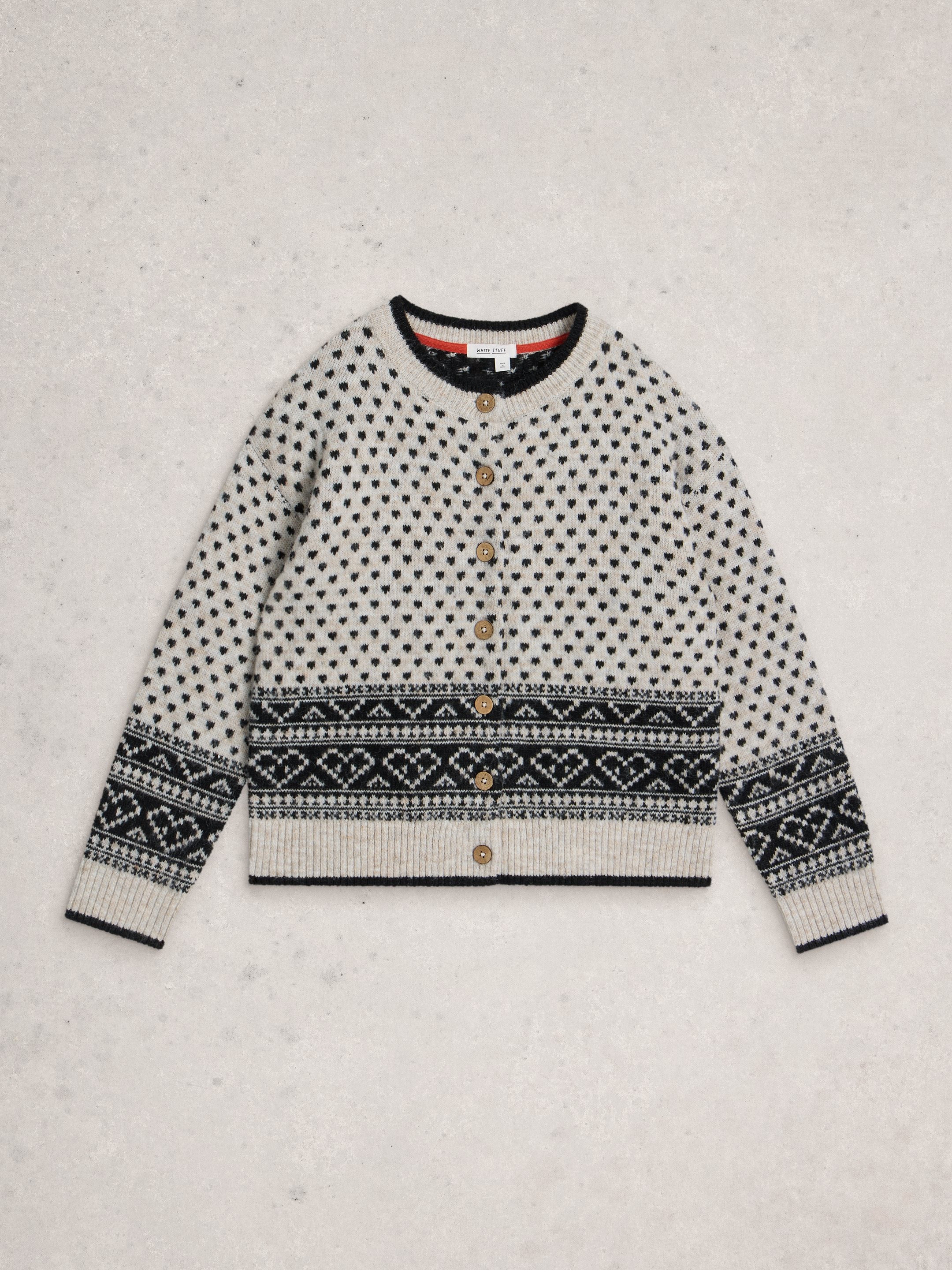 An image of the White Stuff Holly Heart Cardigan
