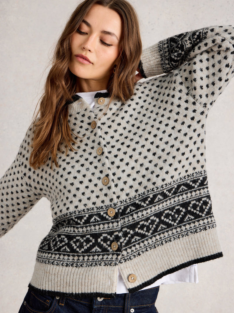 An image of the White Stuff Holly Heart Cardigan