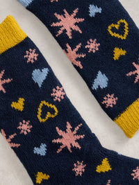 An image of the White Stuff Stars And Hearts Cabin Socks