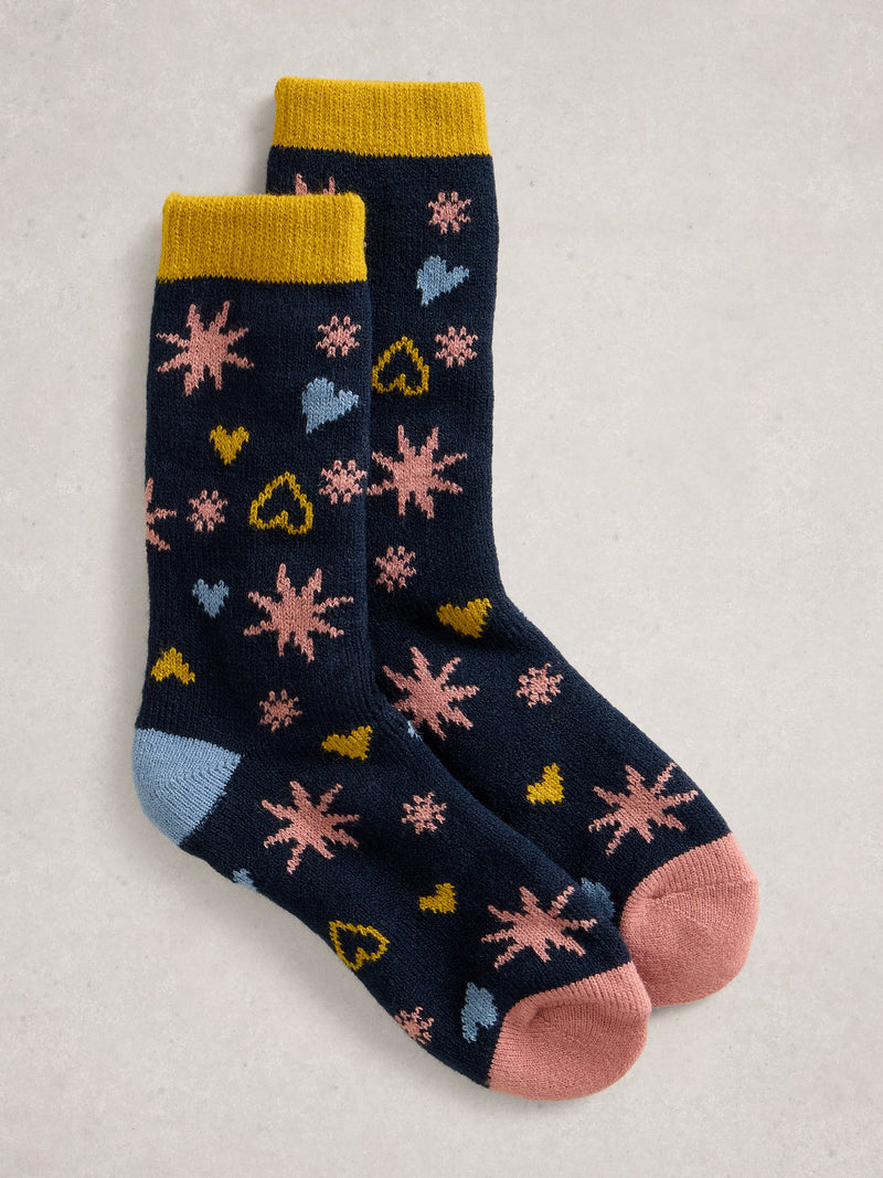 An image of the White Stuff Stars And Hearts Cabin Socks