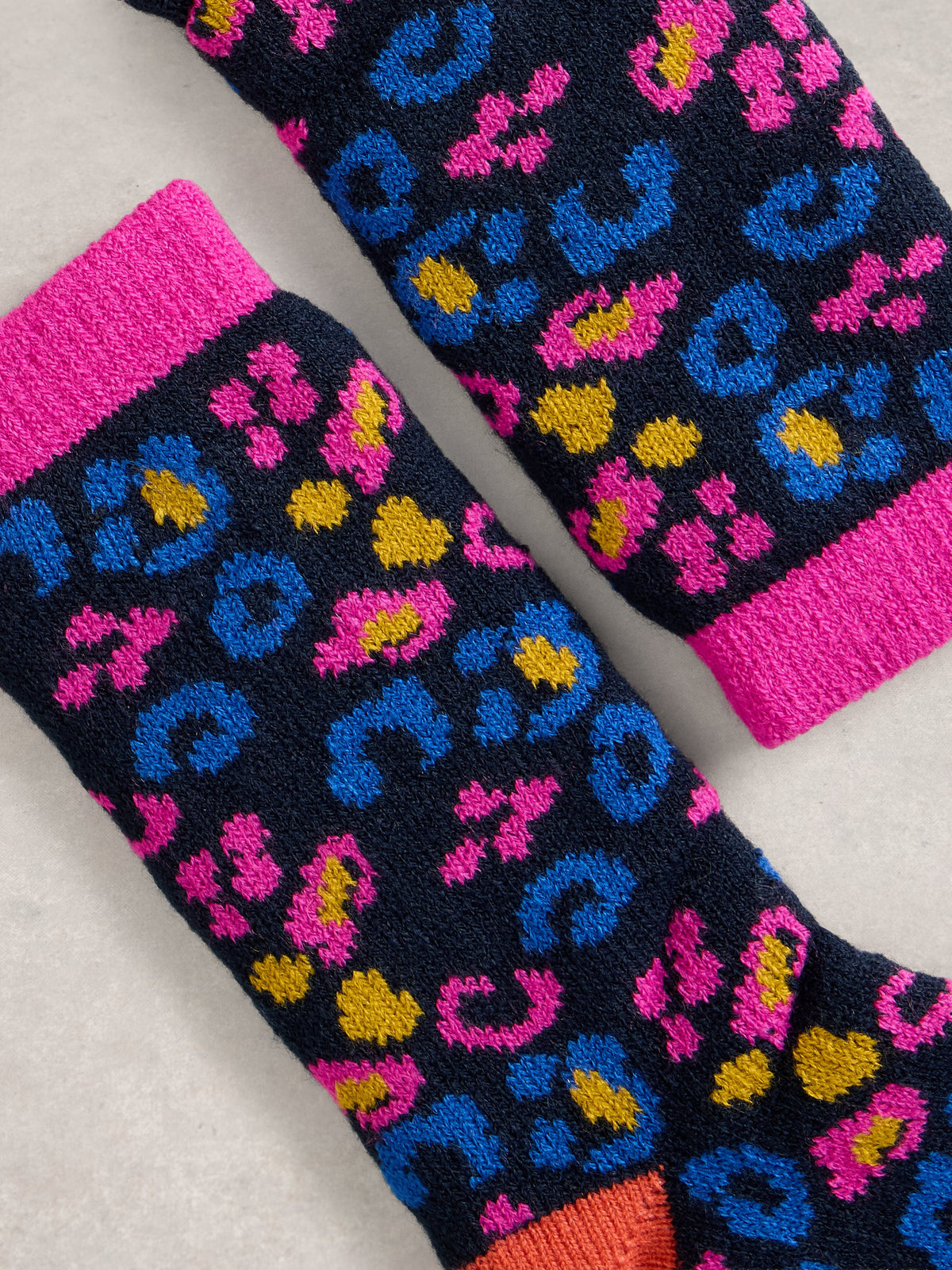 An image of the White Stuff Leopard Camo Cabin Socks